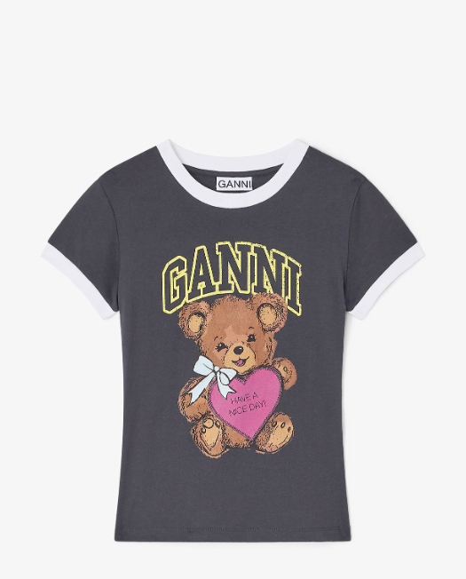 Camiseta Ganni corta negra peluche Camiseta Ganni corta negra peluche